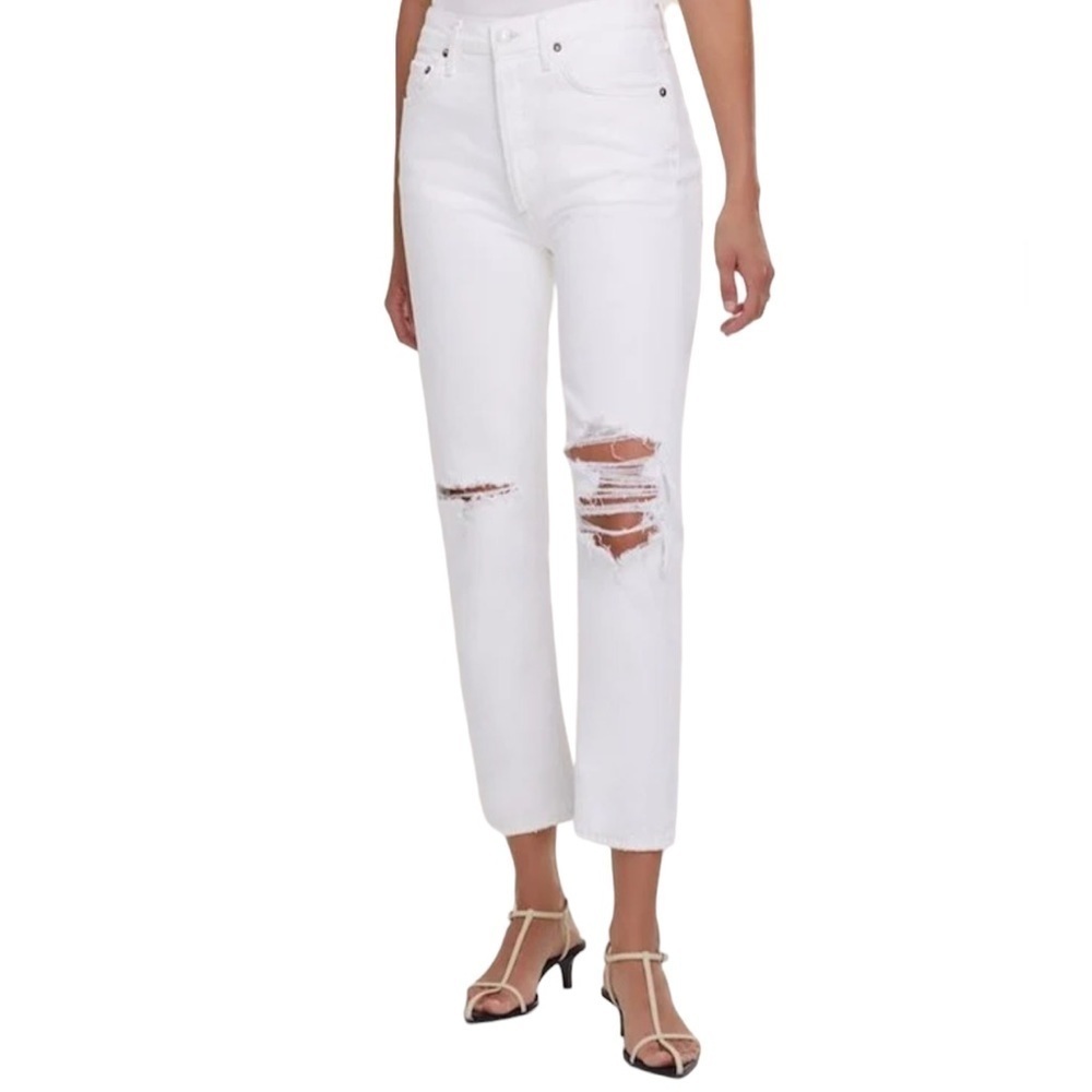 Agolde Riley Jean‎ High Rise Distressed White Size 24